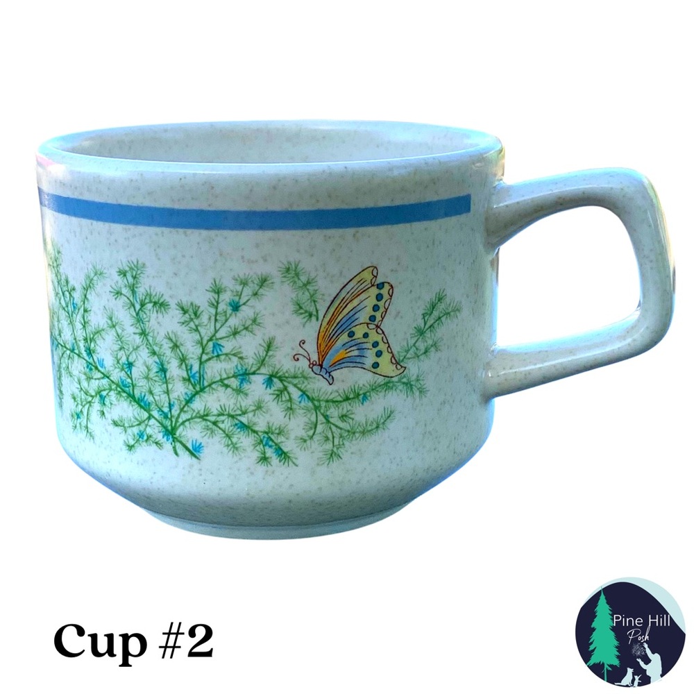Lenox Temperware Fancy Free Coffee Tea Cups (3) Vintage Butterfly Cottagecore - Picture 7 of 13